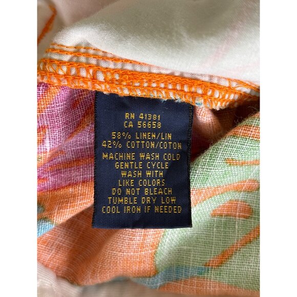 Polo Ralph Lauren Women's Linen‎ Blend Shorts Orange Tropical Print Size 4 Beach - Picture 9 of 9